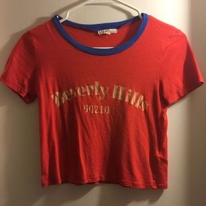 LOVE CULTURE RED 90210 CROP TOP GRAPHIC T